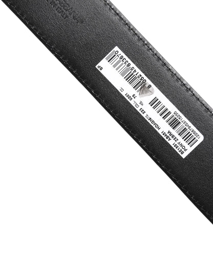 حزام دولتشي آند غابانا من الجلد الأبيض والأسود بتصميم حمار وحشي DG مع مشبك كريستالي