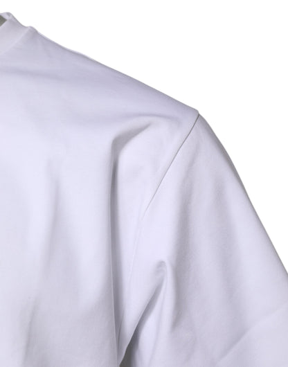 تي شيرت دولتشي آند غابانا أبيض قطني بأكمام قصيرة ورقبة دائرية