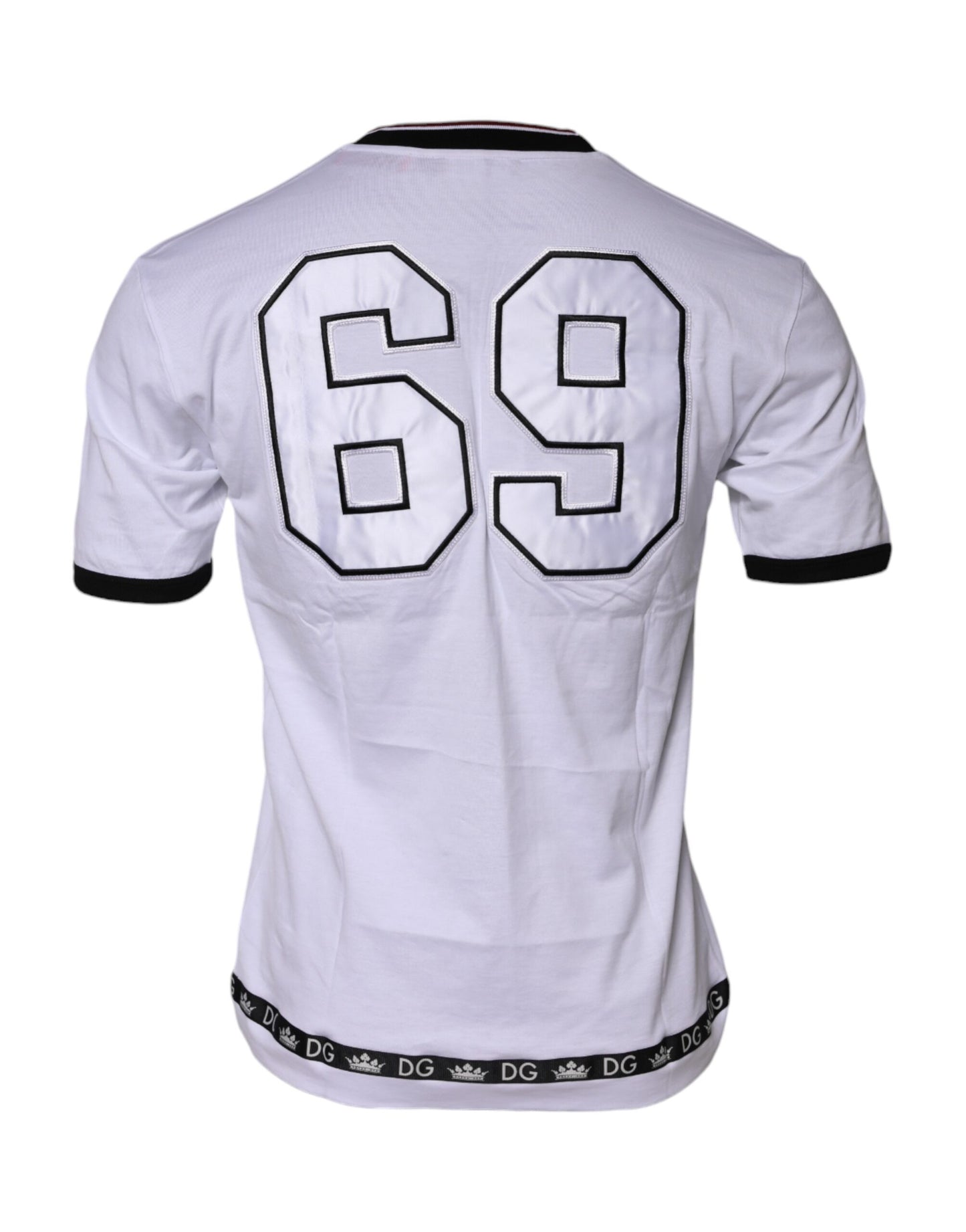 تي شيرت دولتشي آند غابانا أبيض من القطن بتطريز تاج الملك