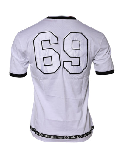 تي شيرت دولتشي آند غابانا أبيض من القطن بتطريز تاج الملك