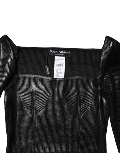 بلوزة دولتشي آند غابانا سوداء بأكمام طويلة من الفيسكوز