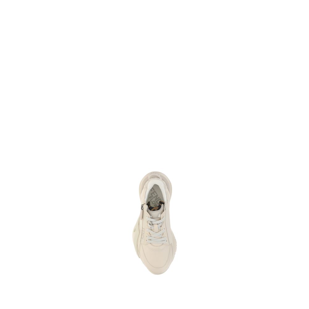 Fendi White Calf Leather Bos Taurus Athletic Sneakers