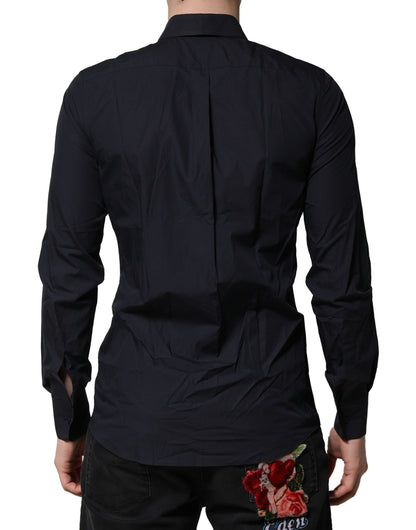 قميص مارتيني قطني رسمي من دولتشي آند غابانا باللون الأزرق الداكن