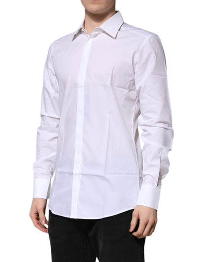 Dolce & Gabbana White Cotton GOLD Long Sleeves Formal Shirt