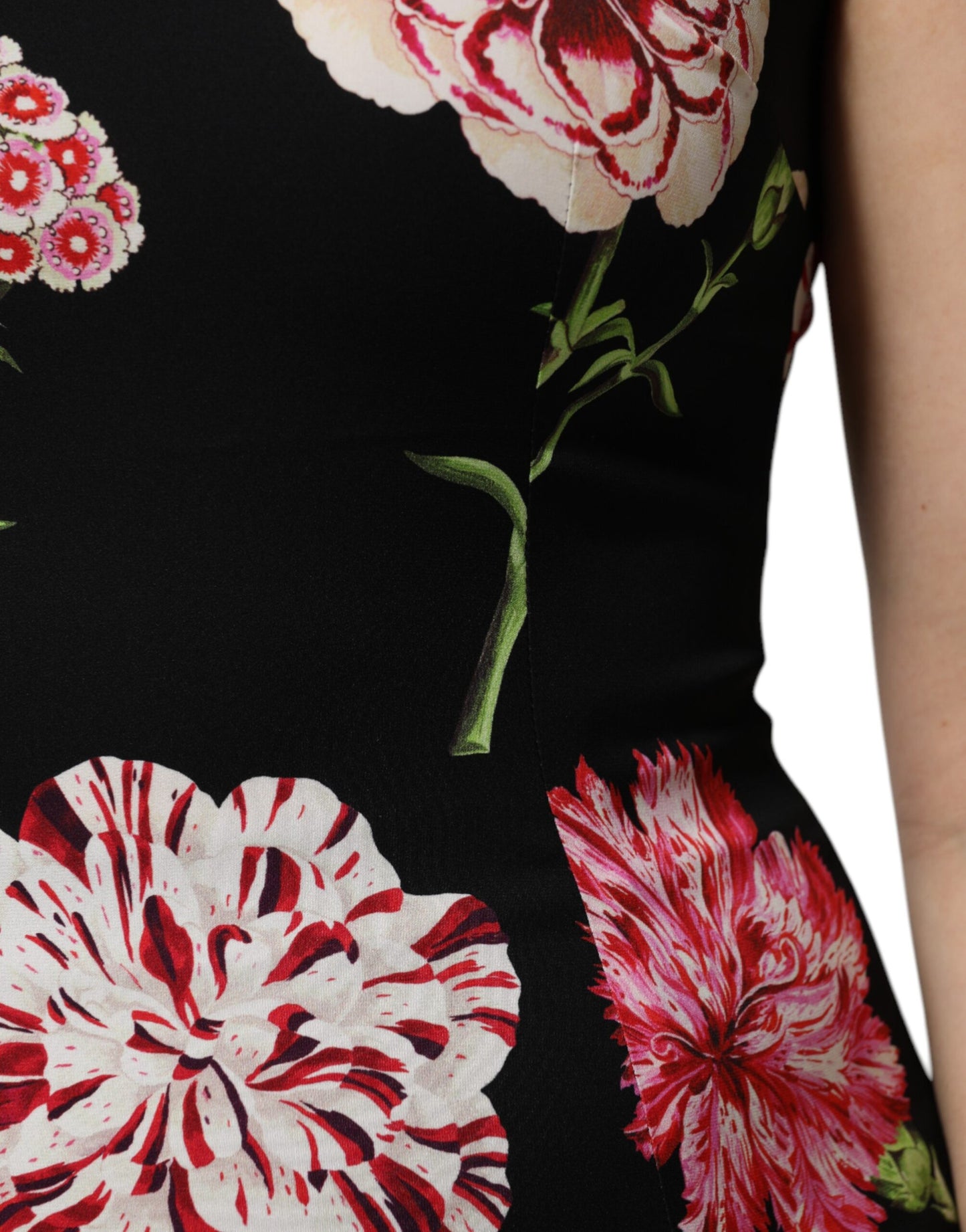 Dolce & Gabbana Black Floral Print Sleeveless Tank Blouse Top