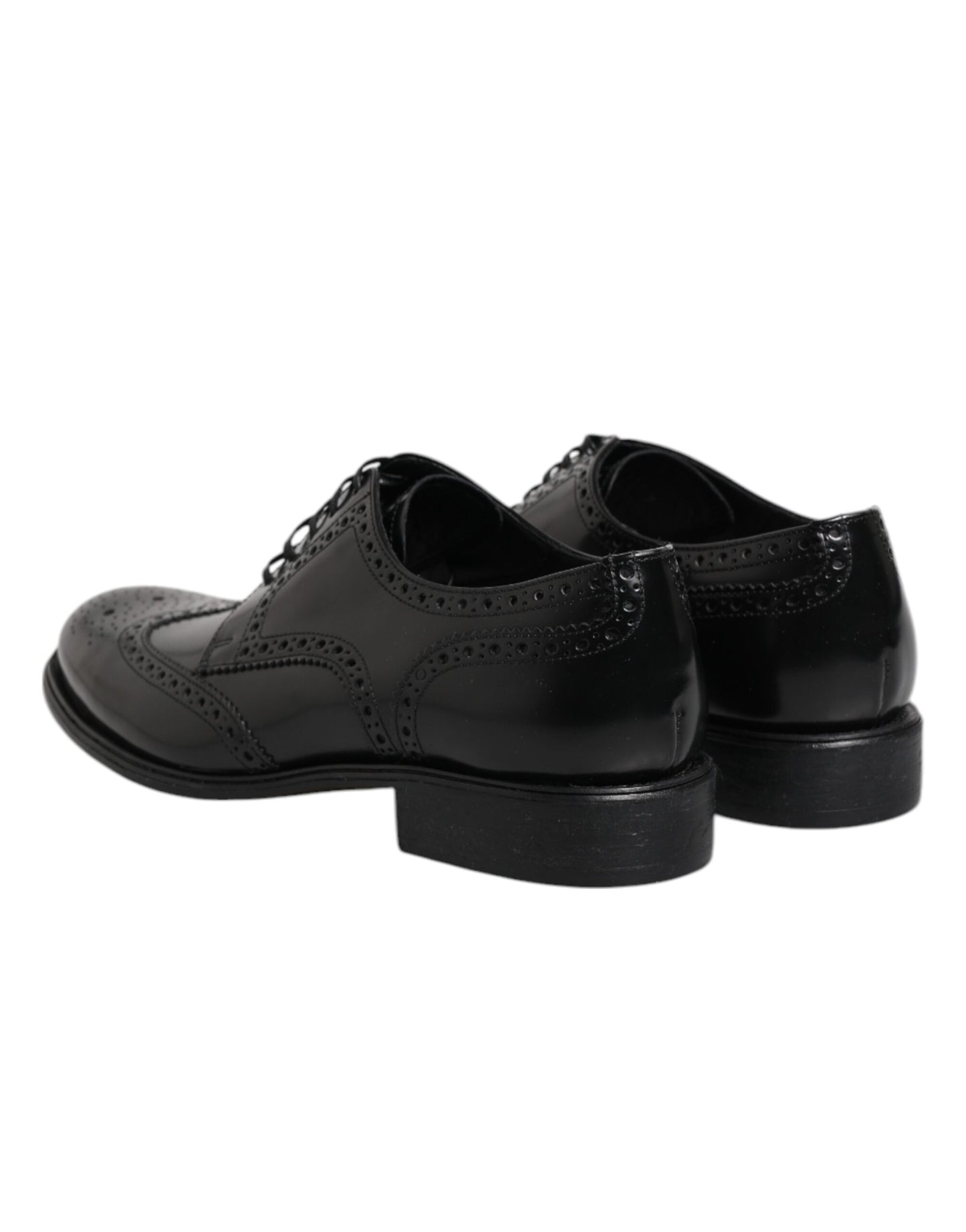 Dolce & Gabbana Black Leather Derby Wingtip Formal Shoes