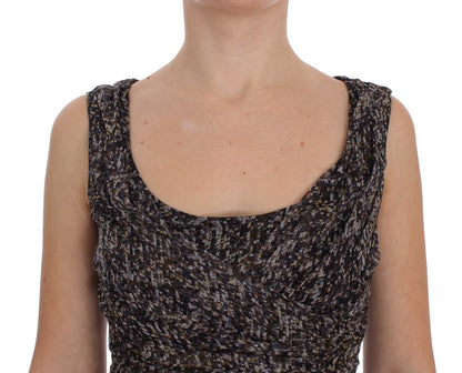 دولتشي آند غابانا فستان طويل من الحرير الداكن