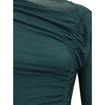 فستان فيراغامو الأخضر من الفيسكوز الكاجوال