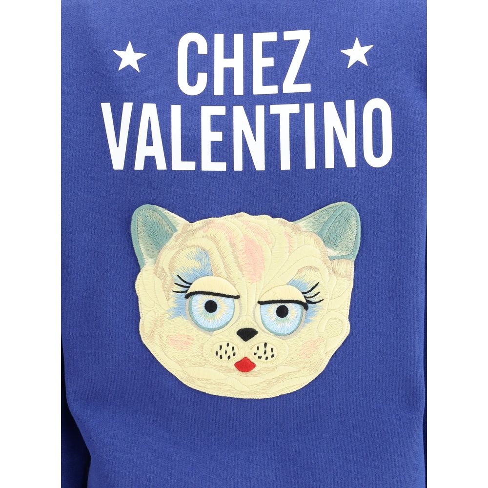 سويت شيرت قطني أزرق من فالنتينو