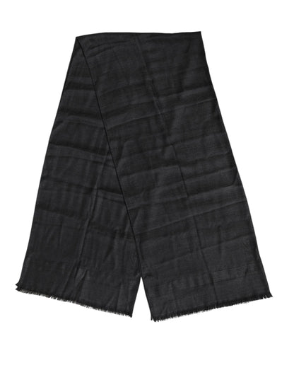 وشاح تدفئة الرقبة من الكشمير الرمادي الداكن بشراشيب من دولتشي آند غابانا