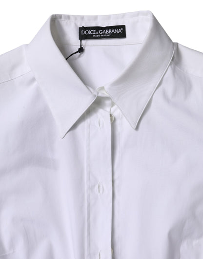Dolce & Gabbana White Cotton Collared Long Sleeves Shirt Top
