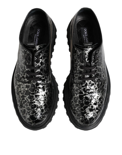 Dolce & Gabbana Black White Calfskin Chunky Derby Shoes