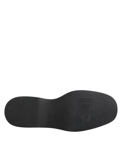 حذاء ديربي رسمي رجالي من دولتشي آند غابانا بنقشة جلد النمر باللون الأحمر