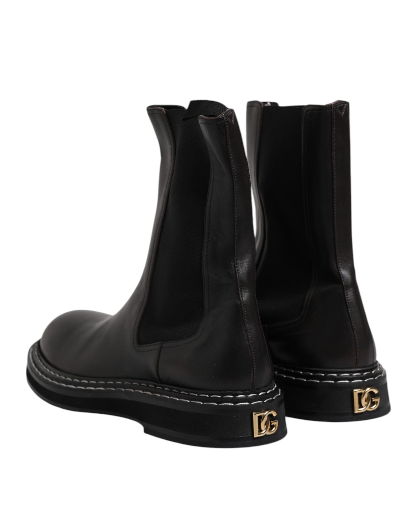 حذاء بوت أسود من الجلد بطول منتصف الساق من دولتشي آند غابانا