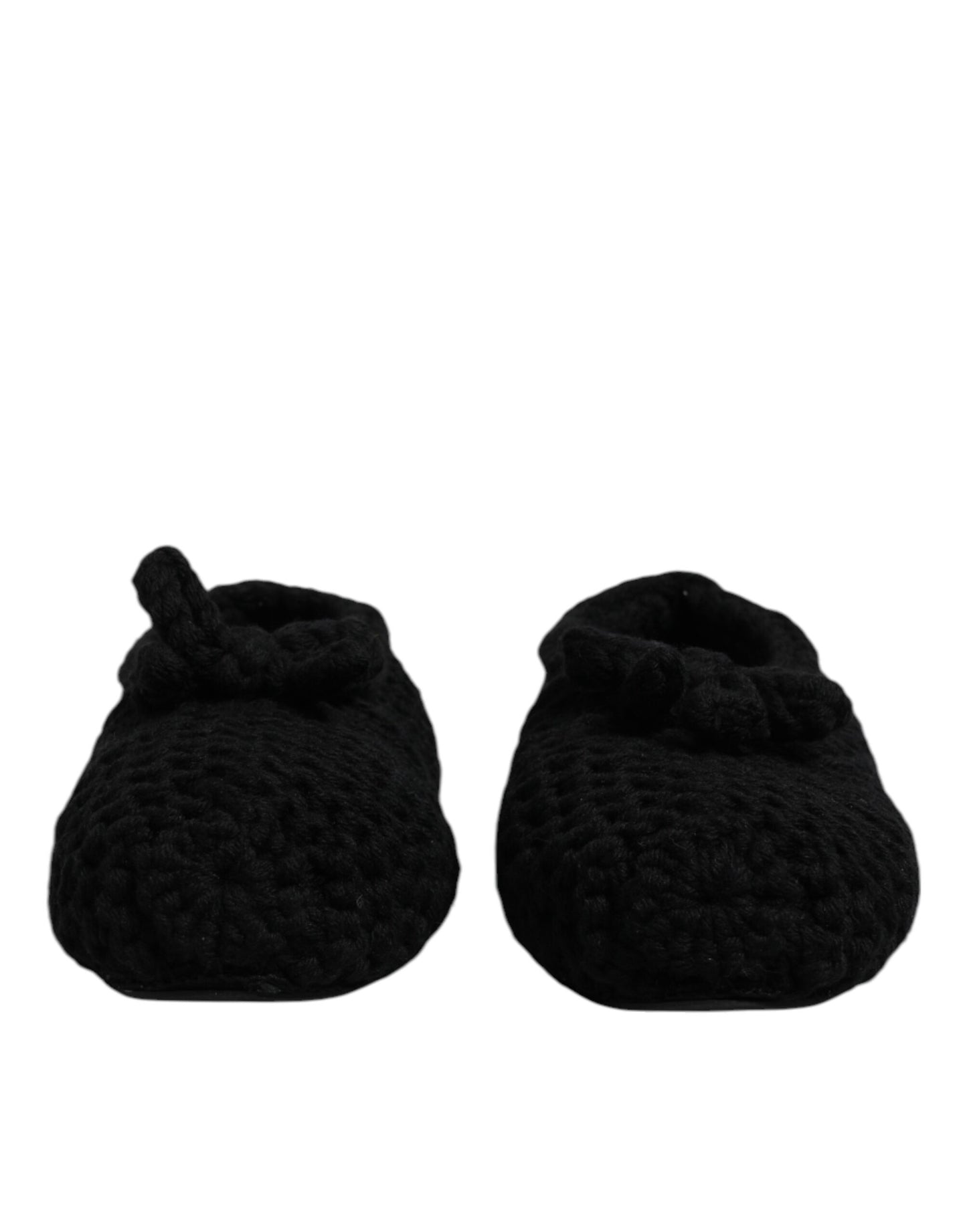 حذاء باليرينا مسطح سهل الارتداء من دولتشي آند غابانا، أسود من الصوف