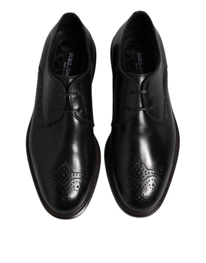 Dolce & Gabbana Black Leather Derby Wingtip Formal Shoes