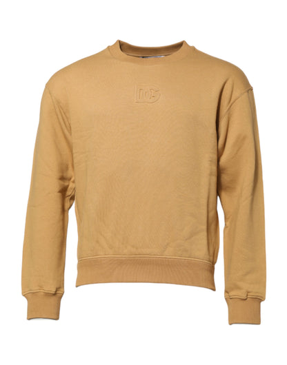 Dolce & Gabbana Mustard Cotton DG Embossed Pullover Sweater