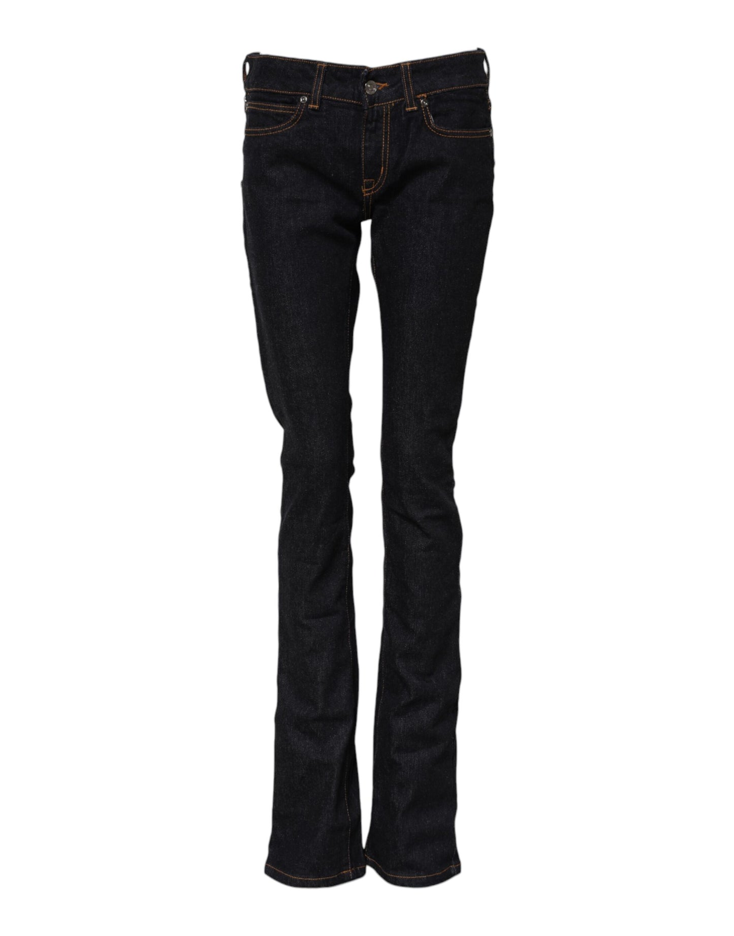 GF Ferre Dark Blue Cotton Mid Waisted Skinny Denim Jeans