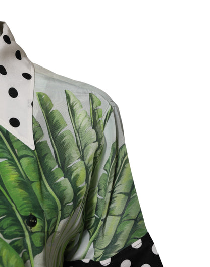 قميص دولتشي آند غابانا متعدد الألوان من الحرير المطبوع بياقة