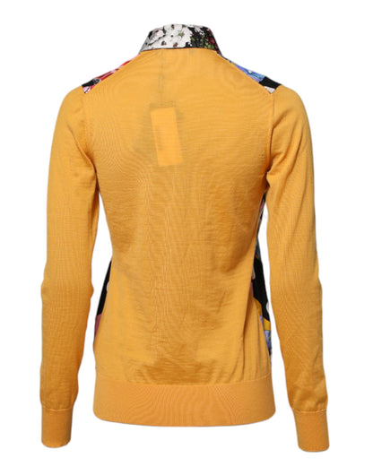 بلوزة بولو دولتشي آند غابانا متعددة الألوان مزينة بالزهور بأكمام طويلة