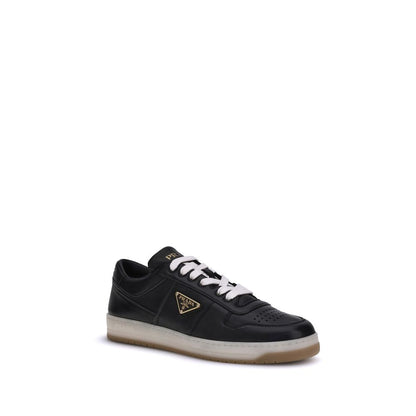 Prada Black Calf Leather Bos Taurus Low Top Sneakers