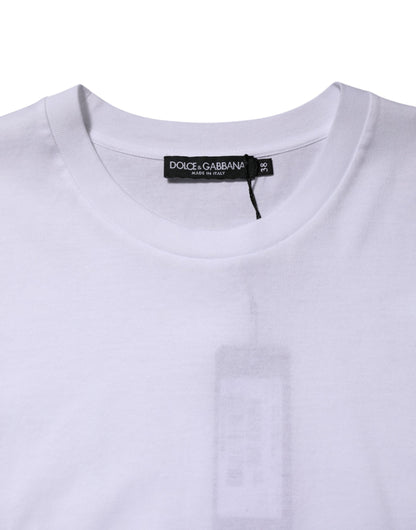 تي شيرت نسائي بدون أكمام من دولتشي آند غابانا باللون الأبيض من القطن