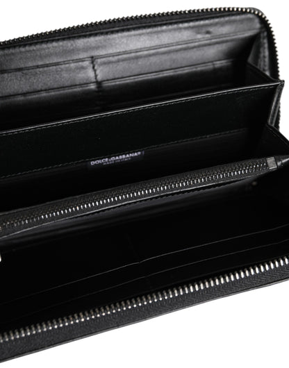 محفظة كونتيننتال دولتشي آند غابانا سوداء من الجلد بسحاب ولوحة شعار