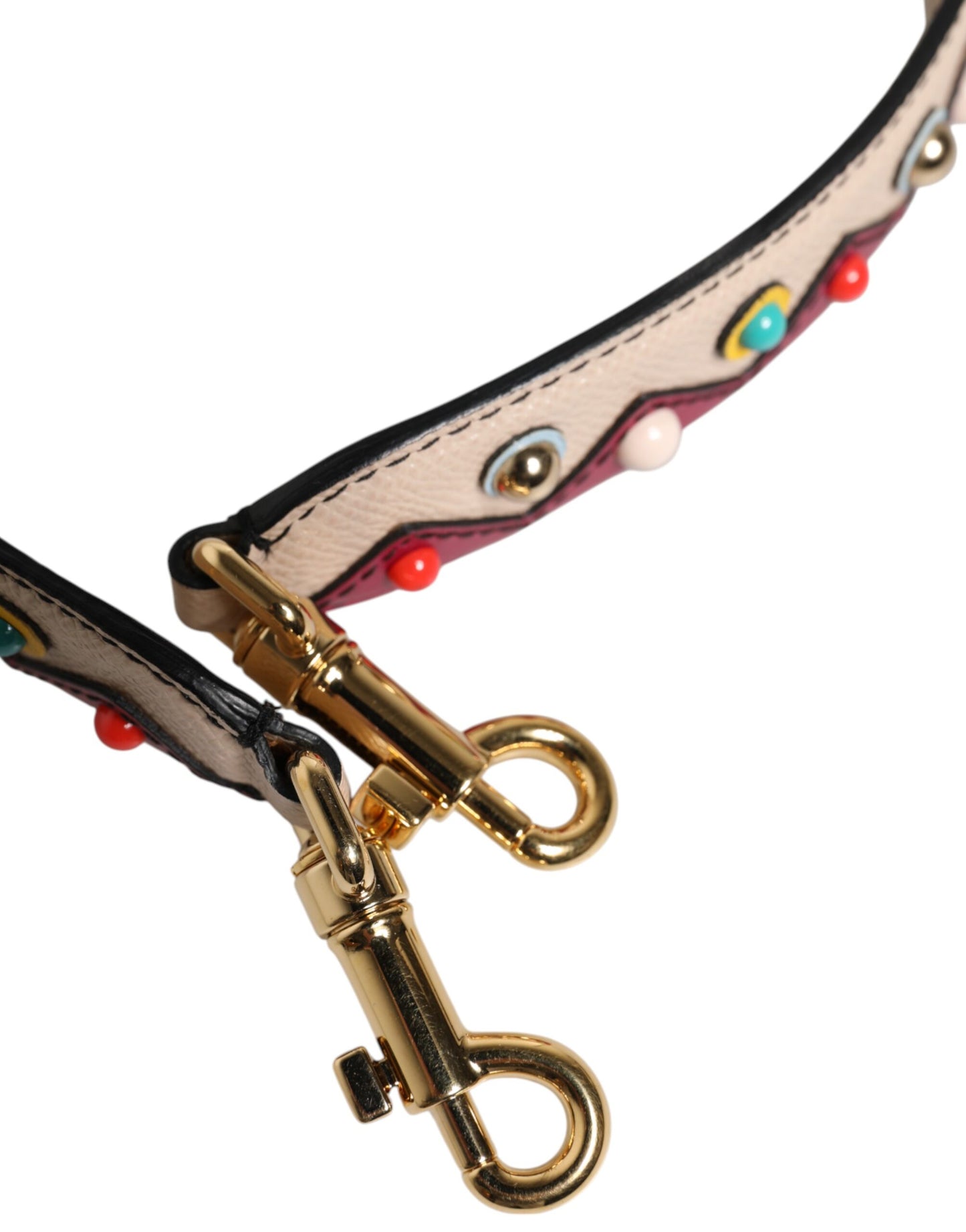 حزام كتف من الجلد باللون البيج والأحمر من دولتشي آند غابانا