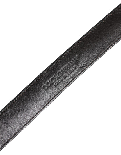 حزام دولتشي آند غابانا بني بنقشة جلد النمر ومشبك معدني فضي