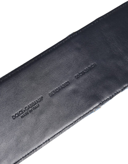 حزام دولتشي آند غابانا ثنائي اللون من قماش الدنيم الأزرق مع مشبك معدني ذهبي