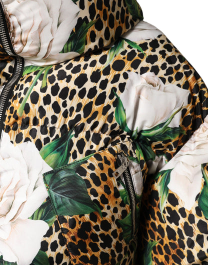 جاكيت دولتشي آند غابانا متعدد الألوان من قماش منفوش مبطن بنقشة جلد النمر الوردي