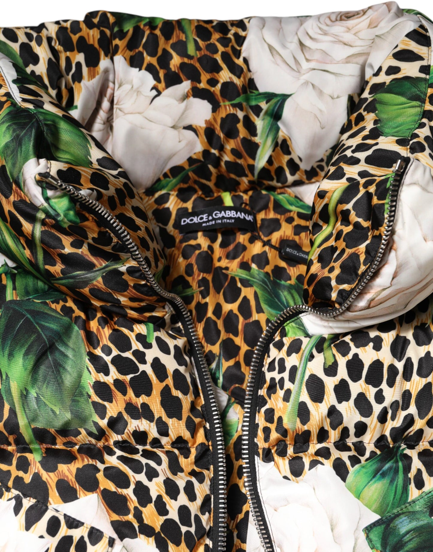 جاكيت دولتشي آند غابانا متعدد الألوان من قماش منفوش مبطن بنقشة جلد النمر الوردي