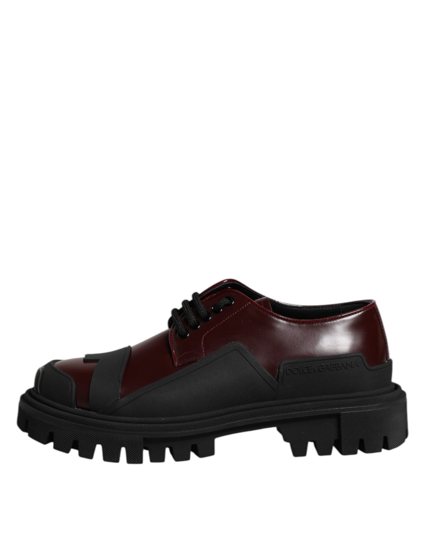 Dolce & Gabbana Red Leather Lace Up Trekking Dress Shoes