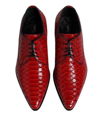 Dolce & Gabbana Red Exotic Leather Lace Up Dress Derby Shoes