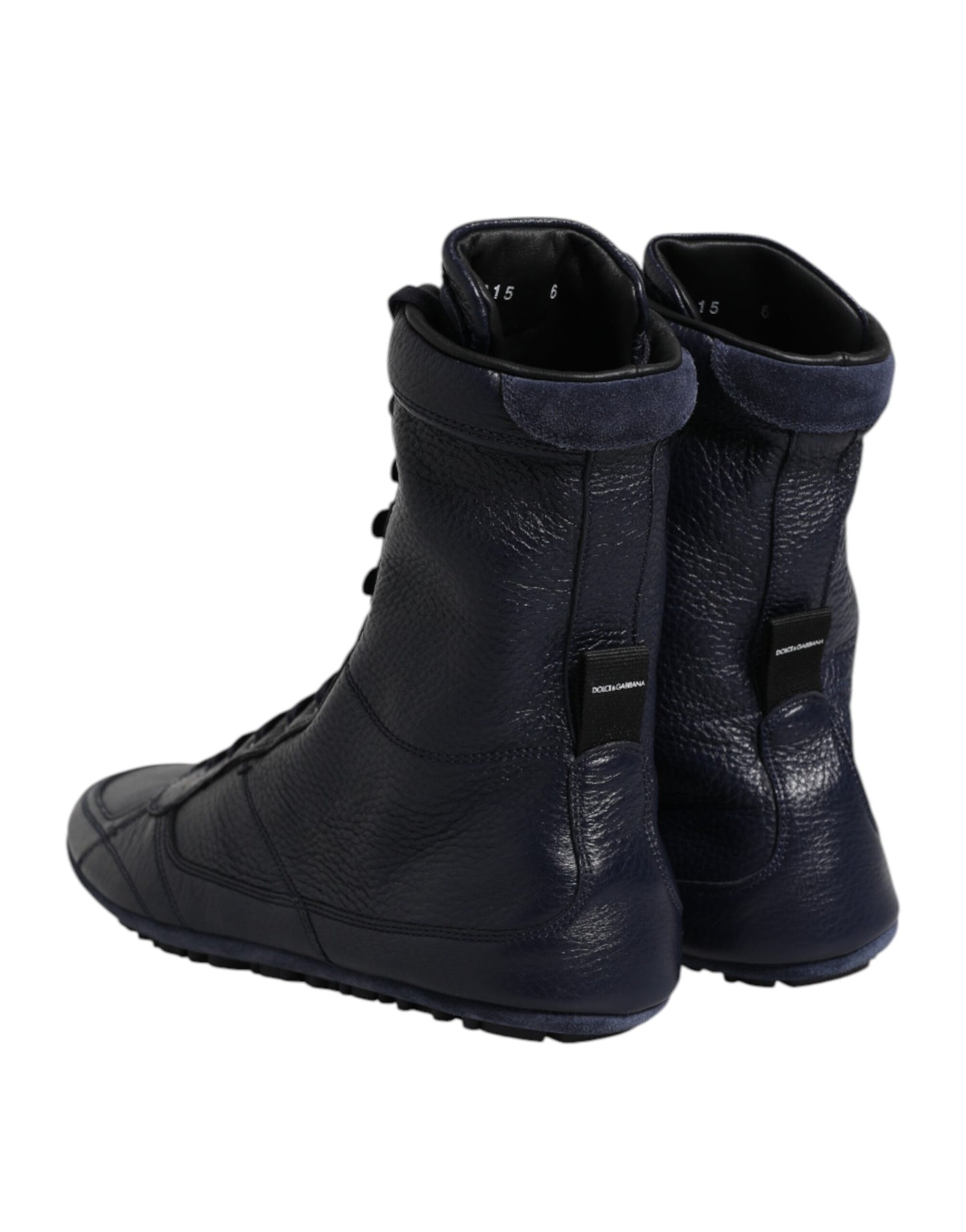 حذاء سنيكرز كينج عالي الرقبة من دولتشي آند غابانا، أزرق داكن، جلد