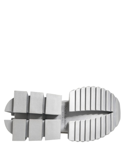 Dolce & Gabbana Silver Leather Super Queen Sneakers Shoes