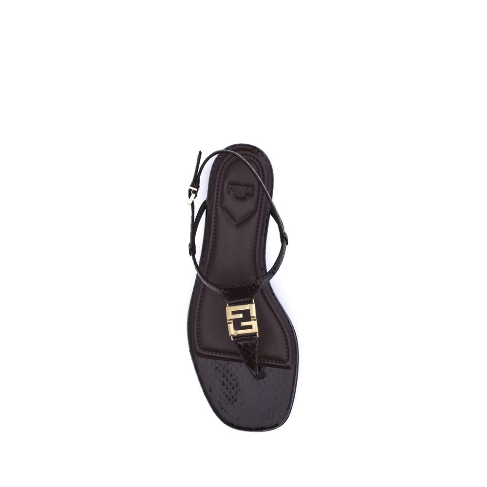 Fendi Multicolor Calf Leather Bos Taurus Flat Sandals