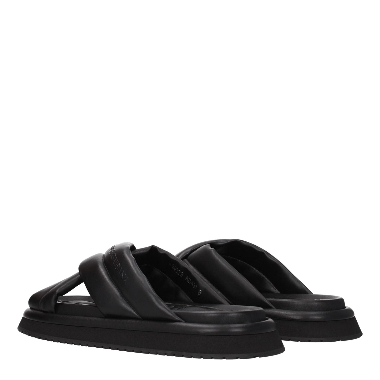 Dolce & Gabbana Black Leather Slippers