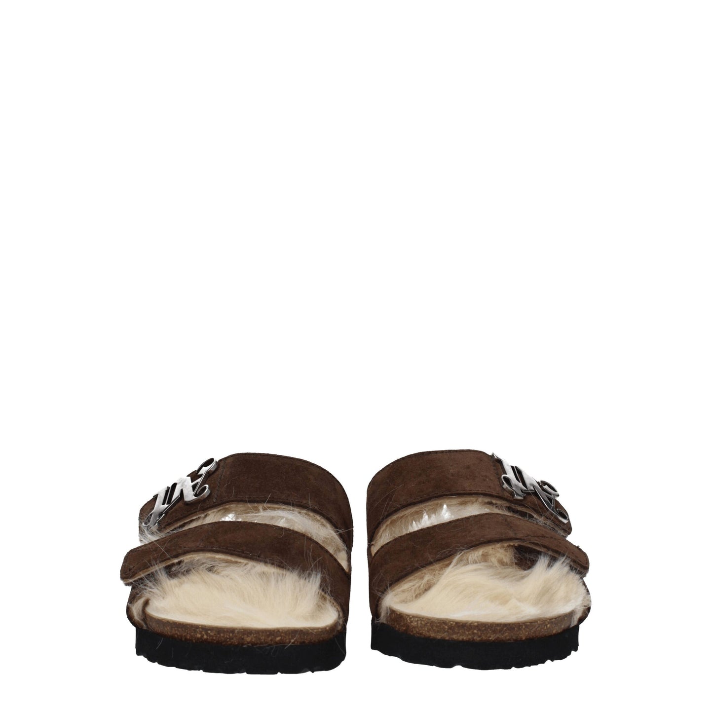 Palm Angels Brown Leather Slippers