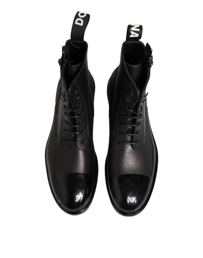 حذاء رجالي طويل حتى منتصف الساق من دولتشي آند غابانا، بني، أسود، برباط