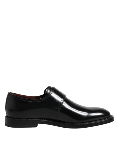 Dolce & Gabbana Black Leather Monk Strap Derby Formal Shoes