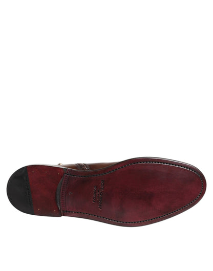 حذاء تشيلسي بني من دولتشي آند غابانا مصنوع من الجلد بارتفاع متوسط