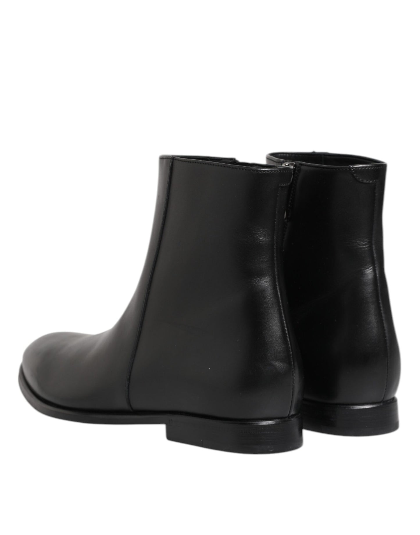 Dolce & Gabbana Black Leather Mid Calf Men Boots Shoes