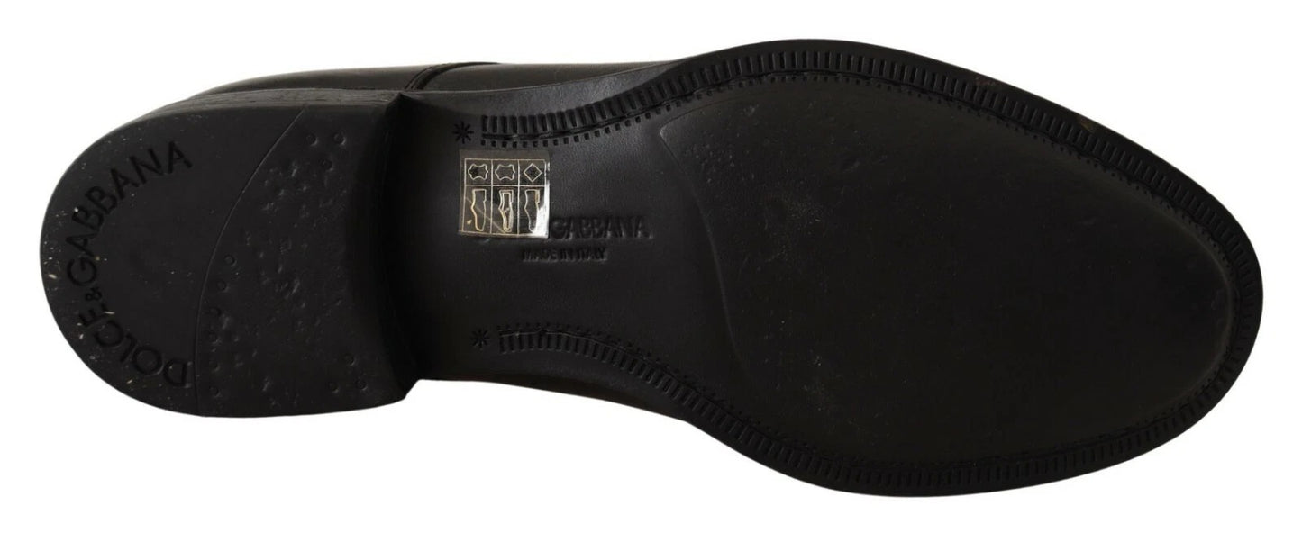 حذاء ديربي رسمي رجالي من دولتشي آند غابانا مصنوع من الجلد باللون الأسود برباط