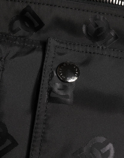 جاكيت دولتشي آند غابانا الأسود كارغو ويندبراكر لوجو مانيا