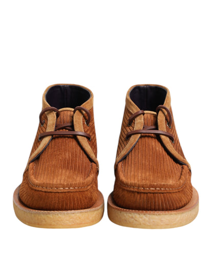 حذاء دولتشي آند غابانا بني من جلد الغزال والنوبوك، حذاء صحراوي قصير للكاحل