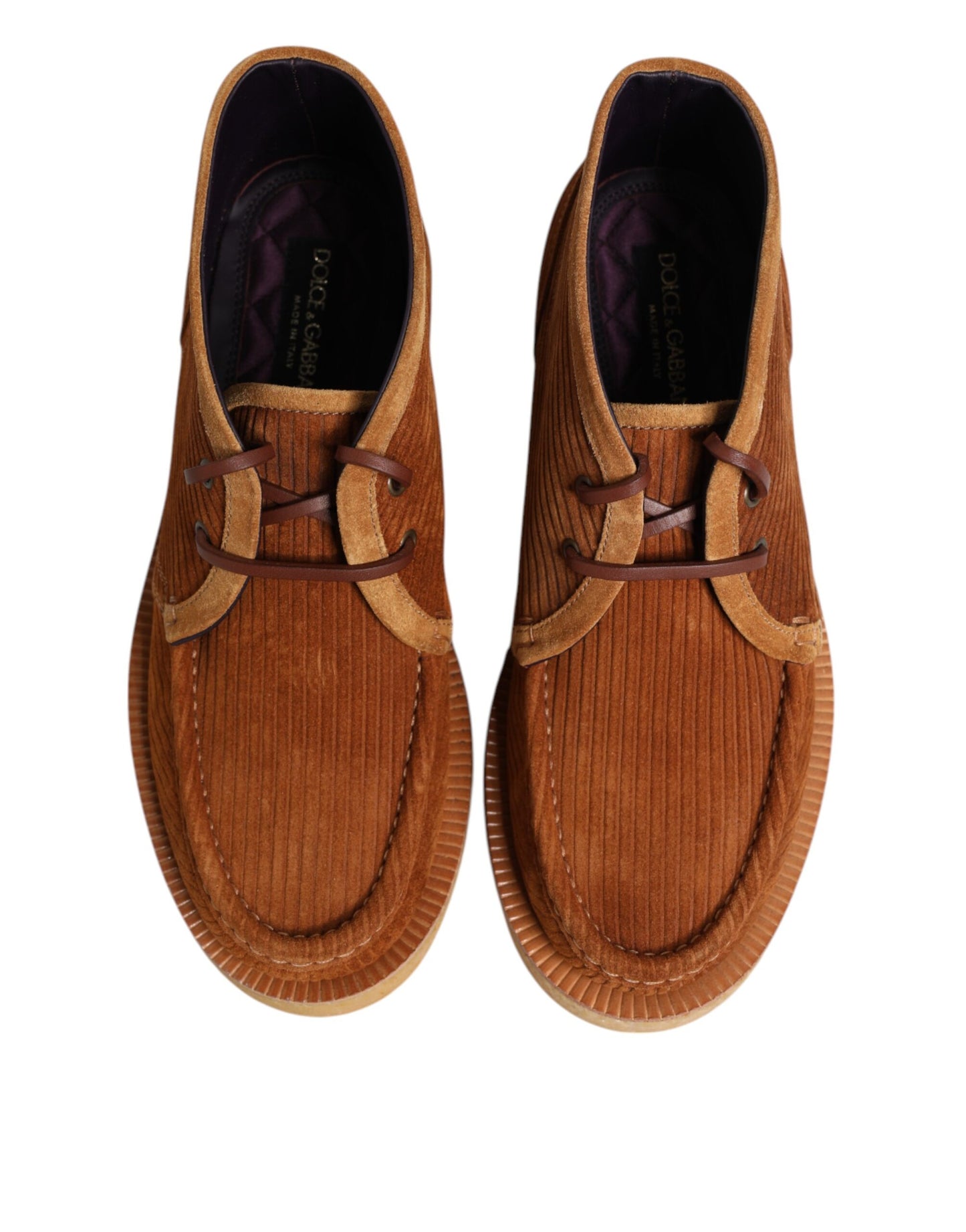 حذاء دولتشي آند غابانا بني من جلد الغزال والنوبوك، حذاء صحراوي قصير للكاحل