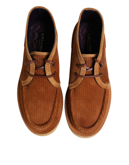 حذاء دولتشي آند غابانا بني من جلد الغزال والنوبوك، حذاء صحراوي قصير للكاحل