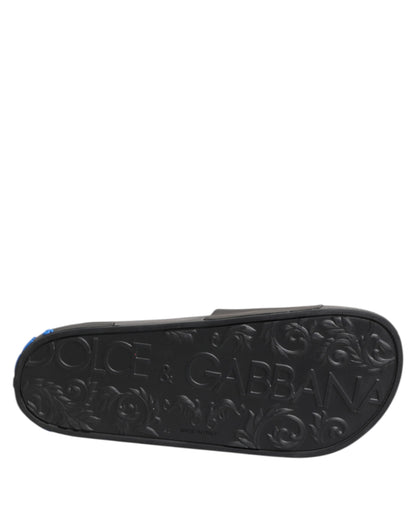 حذاء دولتشي آند غابانا الأسود المصنوع من الجلد، حذاء مسطح للشاطئ