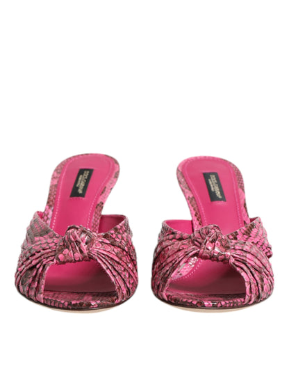 Dolce & Gabbana Pink Leather Heels Slides Sandals Shoes
